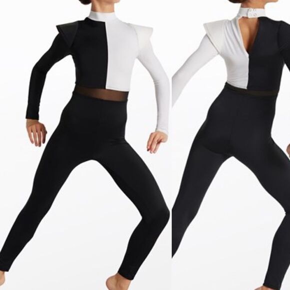 Weissman Other - WEISSMAN Dance Costume unitard jumpsuit black white  Power 14352 child LC